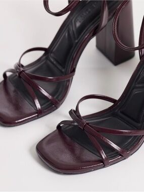 ASOS Strappy Block Heel Sandals in Burgundy